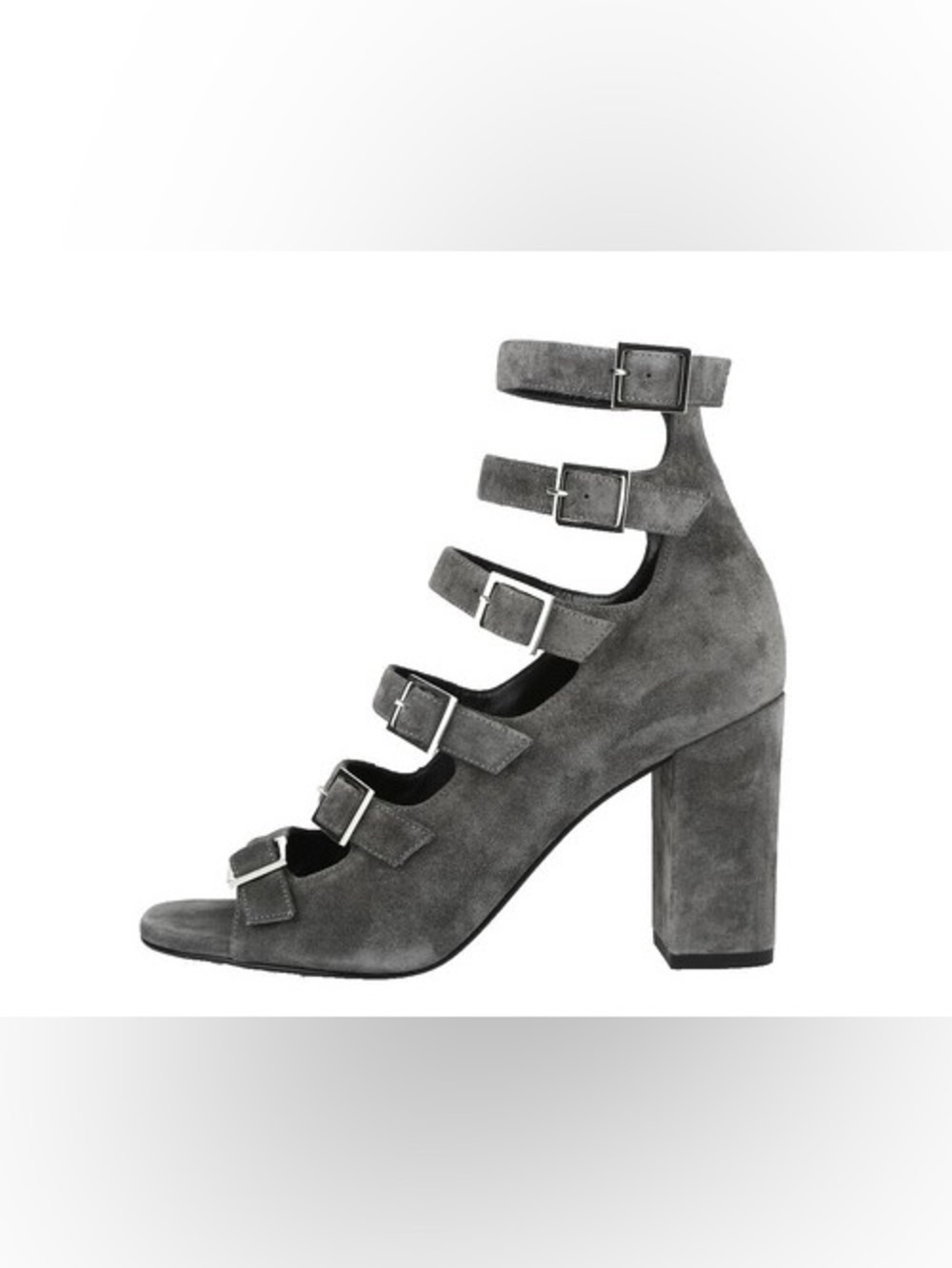 Saint Laurent Gray Suede Multi‑Strap Block Heel Sandals 41.5 - Picture 1 of 10